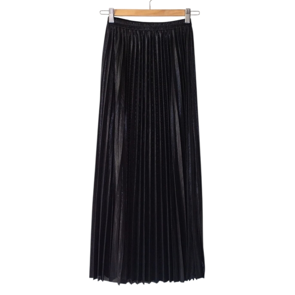 Vannina Vesperini Micro Pleated Maxi Skirt in Black